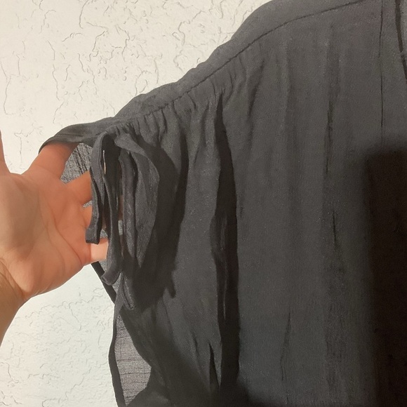 Favlux Black Button Down Tie Waist Dress Swim Cover Up Cinch Sleeve Size Small - Picture 7 of 8